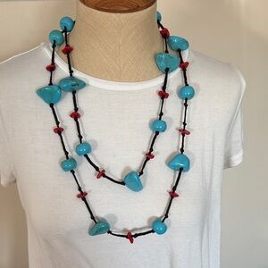 Zahara necklace - faux turquoise and coral